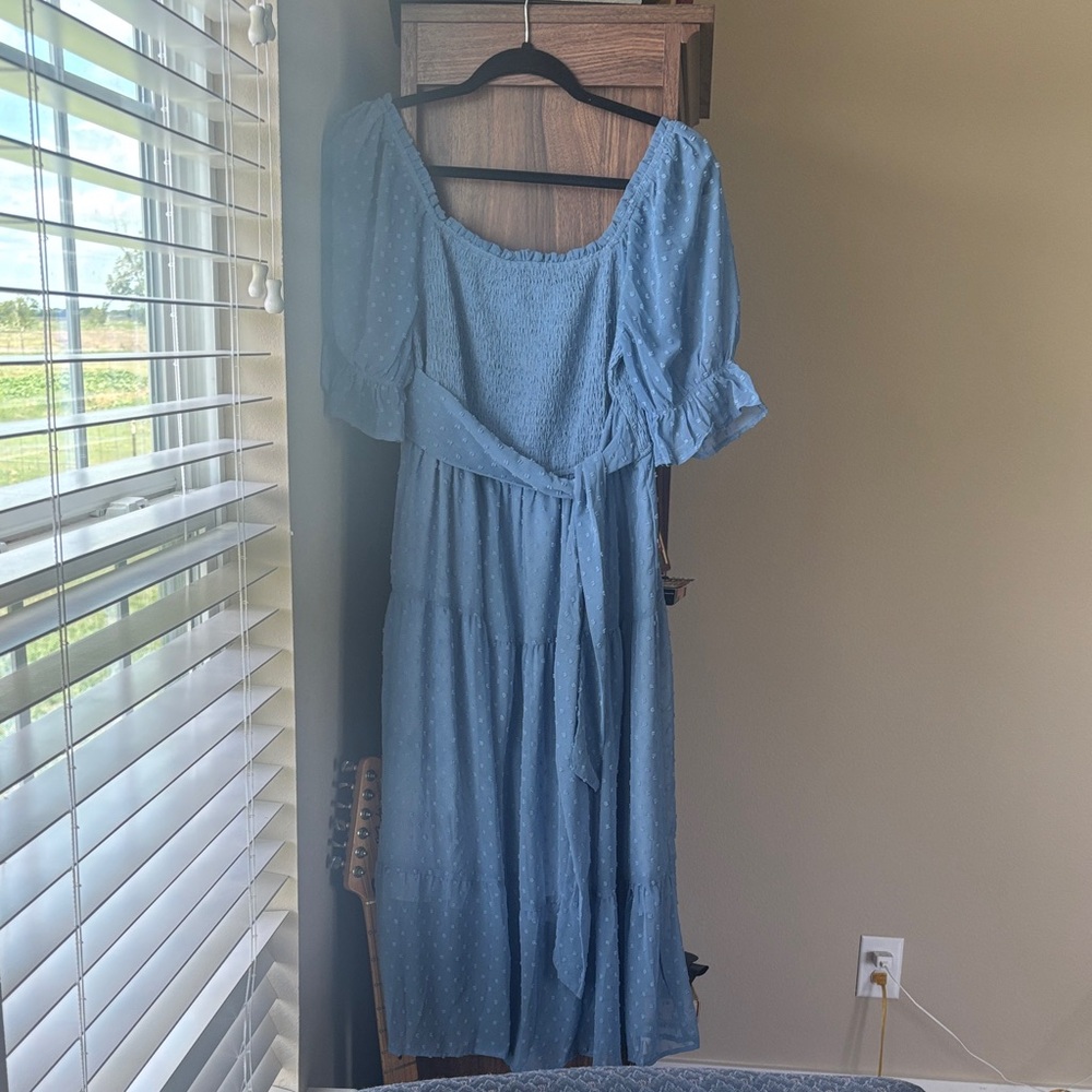 Chic Long Sleeve Blue Dress